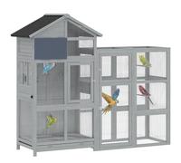 PawHut Extensión pajarera pinzones y periquitos Gris 196x60x164.5cm