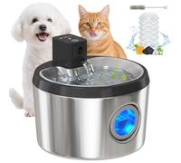 PawHut Fuente de Agua inalámbrica para Gatos de Acero Inoxidable 4L/135oz