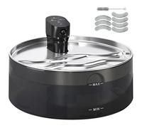 PawHut Fuente de Agua para Gatos 7L Acero Inoxidable LED Negro