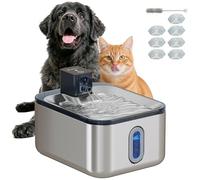 PawHut - Fuente de Agua para Gatos automática inalámbrica de Acero Inoxidable, 5 L, con indicador LED, Bomba Ultra silenciosa, batería de 4000 mAh, dispensador de Agua Gato Cargador USB, Varios