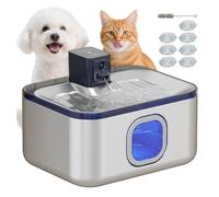 PawHut Fuente Agua Mascotas Plata