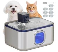 PawHut Fuente para Gatos sin Cable de Acero Inoxidable 5L Bebedero Gatos Automático Fuente de Agua para Múltiples Mascotas con Luz LED Bomba Súper Silenciosa Sensor de Movimiento y Filtro de 3 Etapas