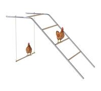 PawHut Gallinas de madera para pollos, parque infantil con pollos con pollos y pollos ajustable, estructura de escalada para 4-6 gallinas, color plateado