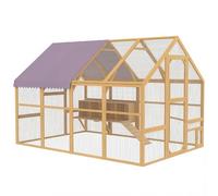 PawHut Gallinero 5,2 m² aprox. 2,8 x 1,8 x 1,9 m Recinto exterior de madera con campo exterior, cerradura de seguridad, puerta divisible, 4 nideras, techo, rampa y gallinero accesible para 8 a 12
