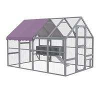 PawHut Gallinero 5.2m² 2.8x1.8x1.9m Corral Libre Seguro Gris | Puerta divisible, 4 cajas nido, techo, rampa, acceso, corral libre, para 8-12 gallinas, conejos, patos.