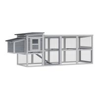 PawHut Gallinero Casa para 3-4 Gallinas con corral Nido Techo asfáltico Cubierta Oxford Cajón extraíble 264x82x89cm Gris