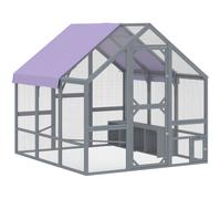 PawHut Gallinero con lona resistente al agua 2 nidos 2 perchas para 8-10 gallinas Madera 211 x 186,5 x 185,5 cm Gris oscuro