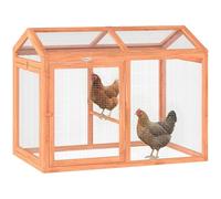 PawHut Gallinero de 104 x 70,5 x 84 cm, cercado para gallineros con percha de puertas dobles, jaula para pollos de madera y metal, cercado al aire libre para 2 gallinas, animales pequeños, color