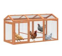 PawHut Gallinero de 156 x 70,5 x 84 cm, cercado para gallinero con percha de puertas dobles, jaula para pollos de madera y metal, cercado al aire libre para 4 gallinas, animales pequeños, color