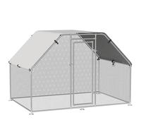 PawHut Gallinero de Exterior 280x193,5x195 cm Jaula con Cerradura para Aves de Corral de Metal Galvanizado y Cubierta Oxford