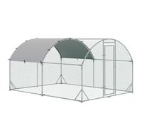 PawHut Gallinero de Exterior Grande para 6-12 Gallinas de Acero Galvanizado con Techo de Tela Oxford 2,8x3,8x1,97m Plata Aosom España