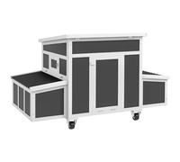 PawHut Gallinero de Madera 147x93,5x89,5 cm Gallinero para Exterior con Puerta Ventana Nido Bandeja Desmontable y Perchas Gallinero para 2-4 Gallinas Gris Oscuro Dark Gray 147X93.5X89.5 cm