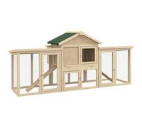 PawHut Gallinero de Madera 204x85x93 cm Jaula para 2-4 Gallinas Gallinero Grande con Nido Bandeja Extraíble Techo de Asfalto y Rampa para Exterior