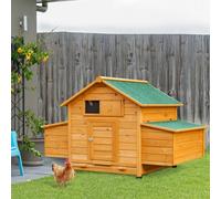 PawHut Gallinero de Madera con Bandeja Techo Abatible, 2 pisos y Bandeja Madera