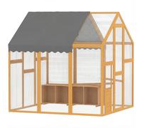 PawHut Gallinero de madera con recinto, cerradura de seguridad, puerta, 4 cajas nido, para 8-12 gallinas, aprox. 2,8 x 1,8 x 1,9 m, Amarillo Aosom España