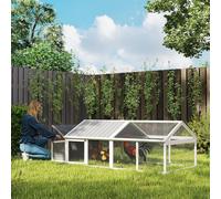 PawHut Gallinero de Madera de 2 Pisos para 4-8 Gallinas 240x112,5x76 cm Natural Wood 240x112.5x76 cm
