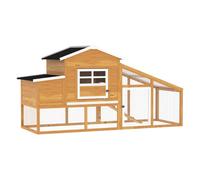 PawHut Gallinero de Madera Exterior para 2-4 Gallinas Corral de Alambre Techos Asfálticos Bandeja Extraíble y Rampa 200x80x105cm Marrón Aosom España