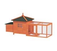 PawHut Gallinero de Madera Exterior, Jaula para Gallinas con Nidos, Corral, Bandeja Extraíble, Tapa Abatible, 196x76x97 cm, Naranja