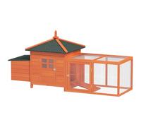 PawHut Gallinero de Madera Exterior, Jaula para Gallinas con Nidos, Corral, Bandeja Extraíble, Tapa Abatible, 196x76x97 cm, Naranja
