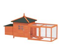 PawHut Gallinero de Madera Exterior Jaula para Gallinas con Nidos Corral Bandeja Extraíble Tapa Abatible 196x76x97 cm Naranja