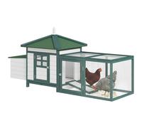 PawHut Gallinero de Madera Exterior, Jaula para Gallinas con Nidos, Corral, Techo Asfáltico Impermeable, Bandeja Extraíble, Tapa Abatible, 196x76x97 cm, Verde Verde 196x76x97 cm