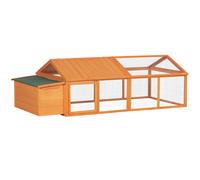 PawHut Gallinero de Madera Grande Exterior para 4-8 Gallinas con Techo Abatible Nido 240x112,5x76 cm Madera Natural Aosom España