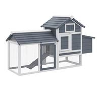 PawHut Gallinero de Madera para Exterior XXL Gallinero con 2 Corrales de Alambre Caja Nido con Techo Abrible Bandeja Extraíble de Metal Galvanizado y Rampa 151,5x54x87 cm Gris