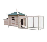 PawHut Gallinero de Madera Refugio Jaula para Gallinas Pollos Exterior con Caja Nido Bandeja Extraíble y Espacio 196x76x97cm Natural Aosom España