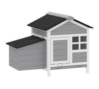 PawHut Gallinero de madera, techo de asfalto y nido refugio para 4 gallinas con ventana acrílica 92 x 64 x 69 cm gris Aosom España