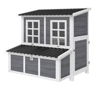 PawHut Gallinero de madera XL con nido 3 compartimentos cajón extraíble techo impermeable puerta-rampa 100x86x100cm gris Aosom España