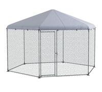 PawHut Gallinero en Forma de Hexágono 400x346x263 cm Cubierta de Tela Oxford Resistente a los Rayos UV e Impermeable Plata Aosom España