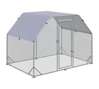 PawHut Gallinero Exterior 2,8x1,9x1,95 m Jaula de Gallinas de 1 Habitación Cubierta de Tela Oxford Anti-UV Plata Aosom España