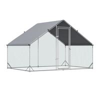 PawHut Gallinero Exterior 3x2x2 m Acero Galvanizado para Gallinas de Lujo con Cubierta PE y Cerradura para 4-6 Gallinas Plata Aosom España