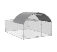 PawHut Gallinero Exterior Grande 380x280x195 cm Jaula para 10-12 Gallinas de Acero Galvanizado con 2 Pisos Cubierta de Tejado Puerta Corral para Pollos Conejos Patos Plata