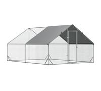 PawHut Gallinero Exterior Grande de Acero Galvanizado para 8-12 Gallinas con Techo de PE y Cerradura para Conejos Aves 3x4x2 m Plata Aosom España