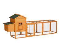 PawHut Gallinero Exterior Grande de Madera para 3-6 Gallinas con Techo Asfáltico Nido Bandeja Extraíble 297,5x68x118 cm Natural Aosom España