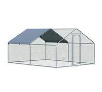 PawHut Gallinero Exterior Grande de Metal Galvanizado 3x4x1,95 m Jaula de Aves con Puerta Cubierta de Tela Oxford Resistente a los Rayos UV y al Agua