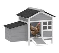 PawHut Gallinero, gallinero compacto de madera con bandeja de metal extraíble, caja de anidación, para 1-2 pollos