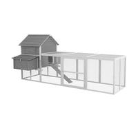 PawHut Gallinero Grande de Madera 310,5x149,5x149 cm Gallinero para Exterior para 4-6 Gallinas con 2 Ventanas Puertas Nido Bandeja Extraíble y Rampa para Exterior Gris