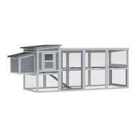 PawHut Gallinero grande para 3-4 gallinas, 264 x 82 x 89 cm, color gris