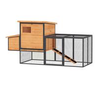 PawHut Gallinero jaula para gallinas en madera y acero con recinto nido cajón para excrementos y techo abatible 192x81,5x104cm naranja Aosom España