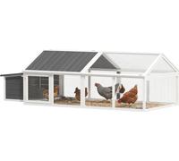 PawHut Gallinero Madera 4-8 Gallinas XXL Nido Puerta Techo Trabajable Blanco
