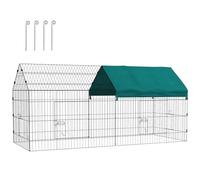 PawHut Gallinero metálico con Cubierta 87" x 34" x 41" Verde | Jaula para aves, portátil exterior, recinto para gallinas, jaula para patos y conejos, para jardín, animales pequeños