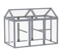 PawHut gallinero para 1-3 gallinas, con pajarera y puerta con cerradura, bebedero sólido, 140x106x cm, Gris