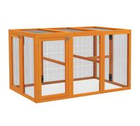 PawHut Gallinero para 1-3 gallinas, estructura de madera, malla de acero, diseño ampliable, perchas de madera, naranja Aosom España