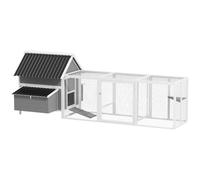 PawHut Gallinero para 7-10 Gallinas 283x133.5x112cm Gris | Gallinero con 2 nidales, corral al aire libre, percha, columpio, madera resistente al invierno. Pajarera y caseta.