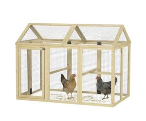 PawHut Gallinero para Exterior, 140x88,5x106 cm, Gallinero de Madera para 1-3 Gallinas con 3 Perchas y 2 Puertas con Cierre, para Gallinas, Conejos, Patos, Madera Natural