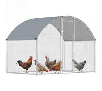 PawHut Gallinero para Exterior, 2,8x1,7x1,9 m, 4,7 m², Gallinero de Acero Galvanizado con Cubierta de Tela Oxford, Anti-UV e Impermeable, Puerta y Pestillos, Jaula para 5-8 Gallinas, Plata
