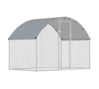 PawHut Gallinero para Exterior, 2,8x1,7x1,9 m, 4,7 m², Gallinero de Acero Galvanizado con Cubierta de Tela Oxford, Anti-UV e Impermeable, Puerta y Pestillos, Jaula para 5-8 Gallinas, Plata