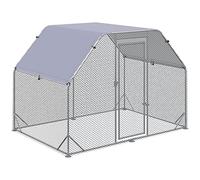 PawHut Gallinero para Exterior, 2,8x1,9x1,95 m, Gallinero de Acero Galvanizado, Cubierta de Tela Oxford, Anti-UV e Impermeable, Jaula para 4-6 Gallinas y Conejos, Plata